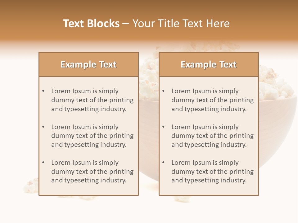 A Wooden Bowl Filled With Popcorn On Top Of A Table PowerPoint Template