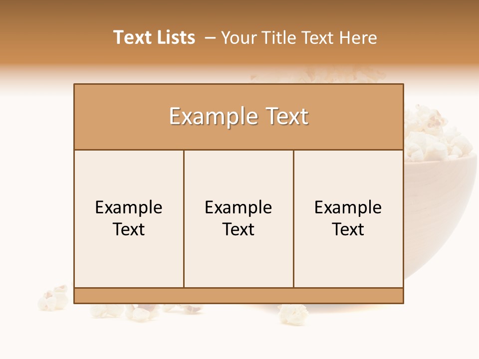 A Wooden Bowl Filled With Popcorn On Top Of A Table PowerPoint Template