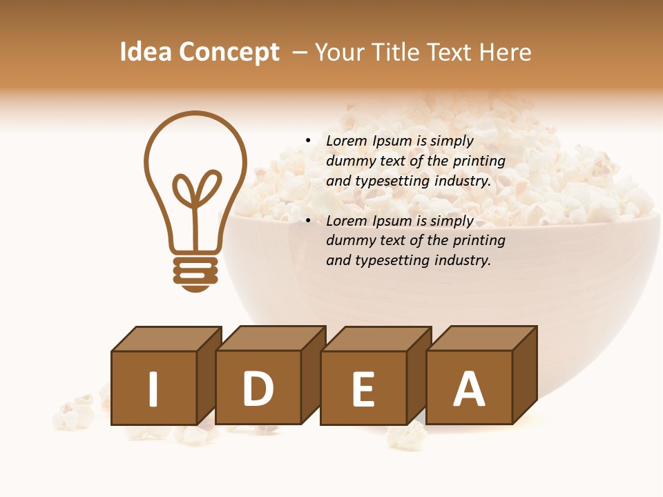 A Wooden Bowl Filled With Popcorn On Top Of A Table PowerPoint Template