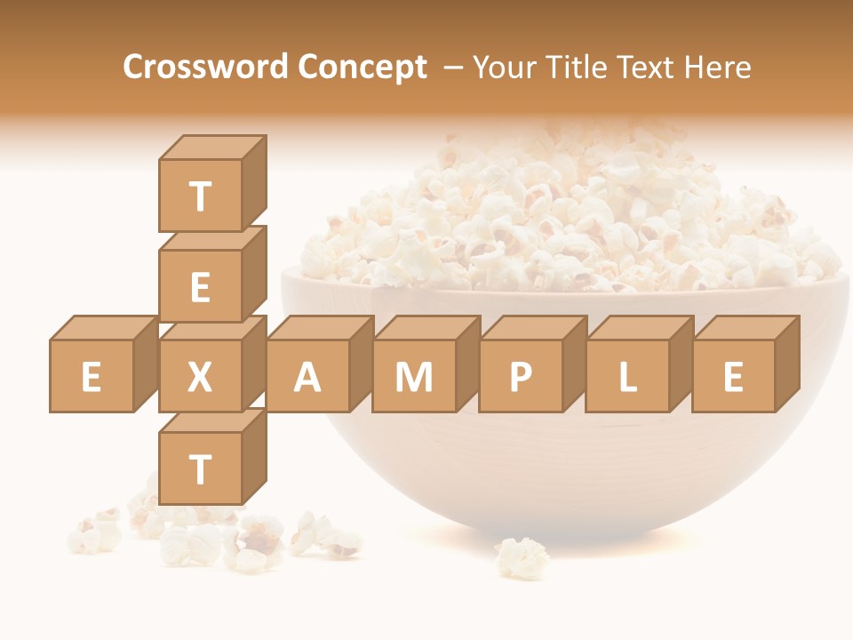 A Wooden Bowl Filled With Popcorn On Top Of A Table PowerPoint Template