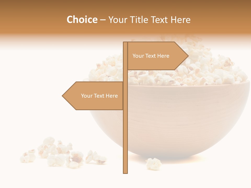 A Wooden Bowl Filled With Popcorn On Top Of A Table PowerPoint Template