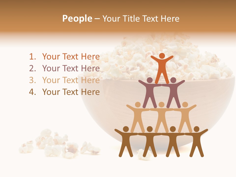 A Wooden Bowl Filled With Popcorn On Top Of A Table PowerPoint Template