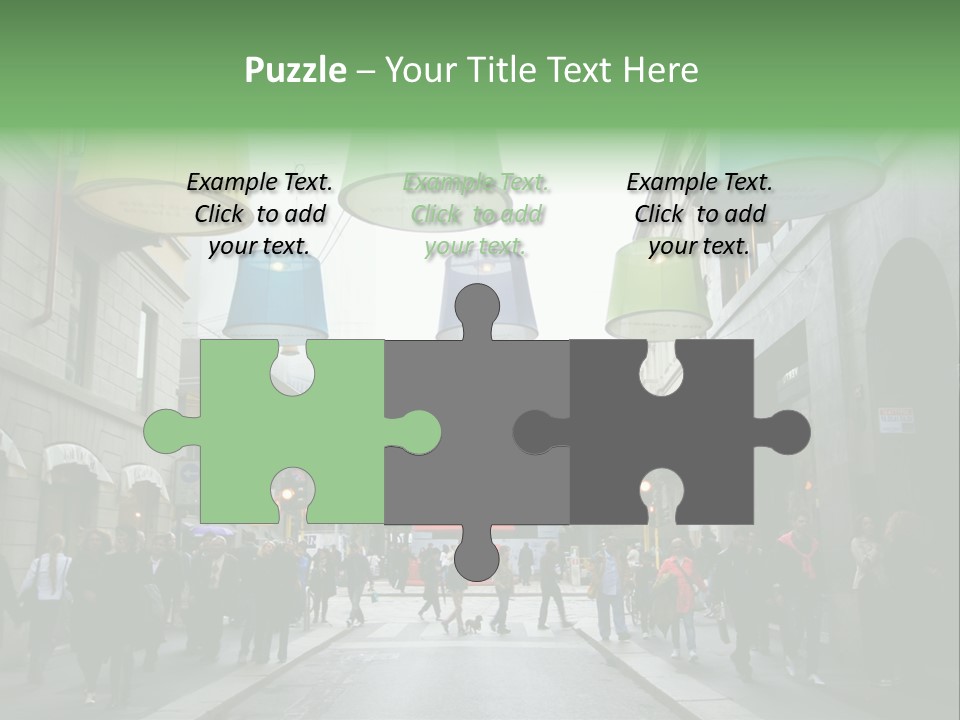 A Group Of People Walking Down A Street Next To Tall Buildings PowerPoint Template