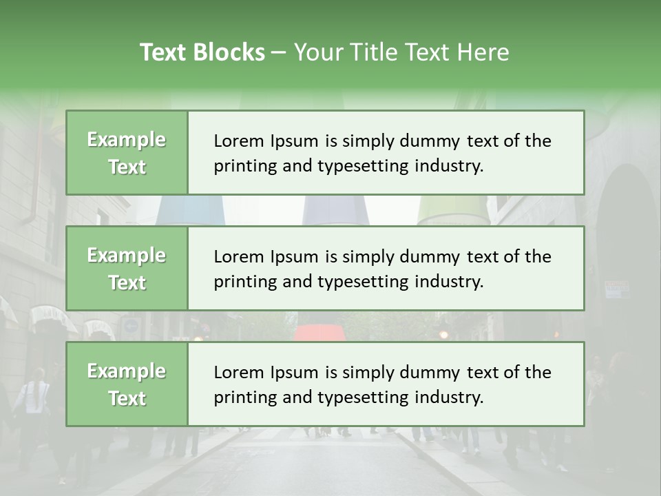 A Group Of People Walking Down A Street Next To Tall Buildings PowerPoint Template