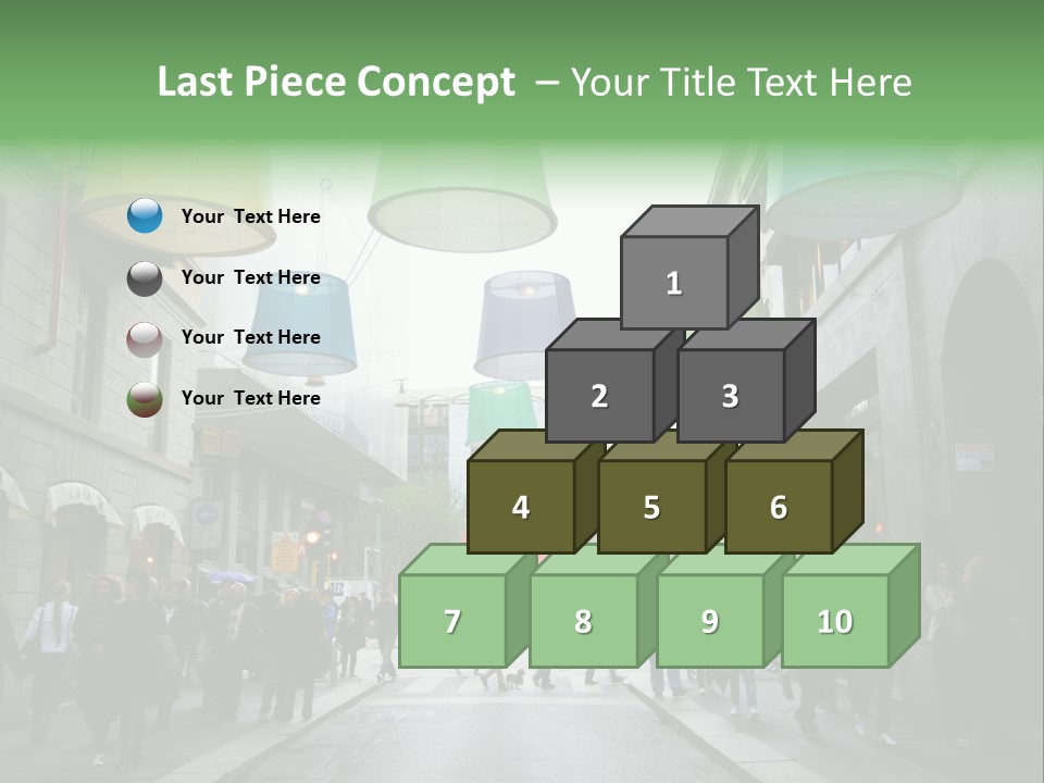 A Group Of People Walking Down A Street Next To Tall Buildings PowerPoint Template