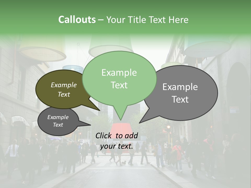 A Group Of People Walking Down A Street Next To Tall Buildings PowerPoint Template