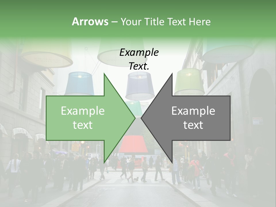 A Group Of People Walking Down A Street Next To Tall Buildings PowerPoint Template