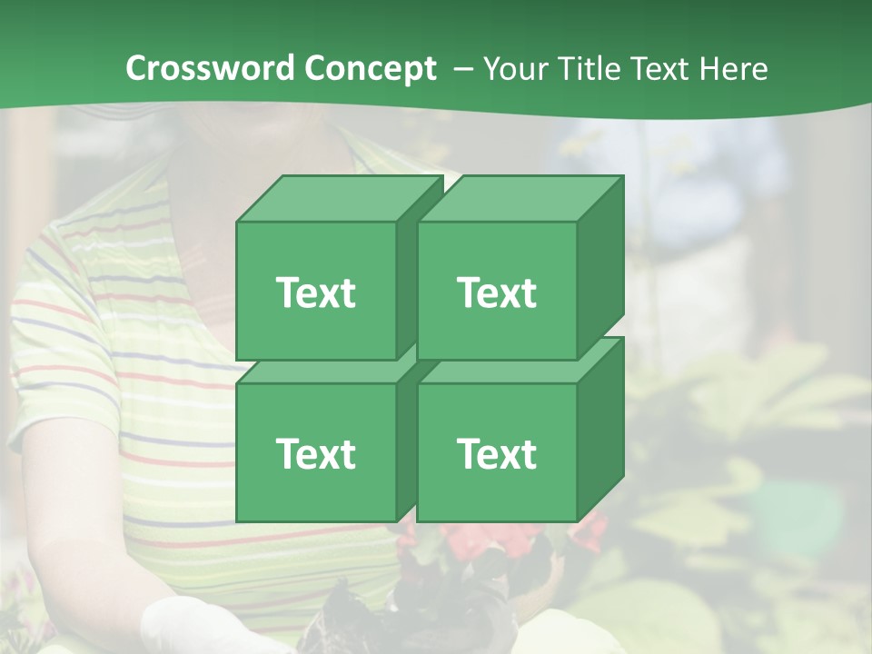 A Woman In A Hat Is Holding A Potted Plant PowerPoint Template