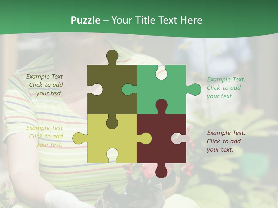 A Woman In A Hat Is Holding A Potted Plant PowerPoint Template