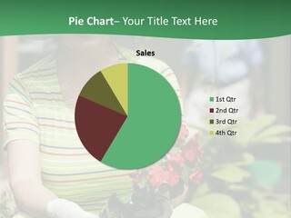 A Woman In A Hat Is Holding A Potted Plant PowerPoint Template