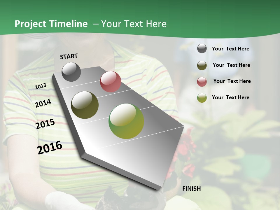 A Woman In A Hat Is Holding A Potted Plant PowerPoint Template