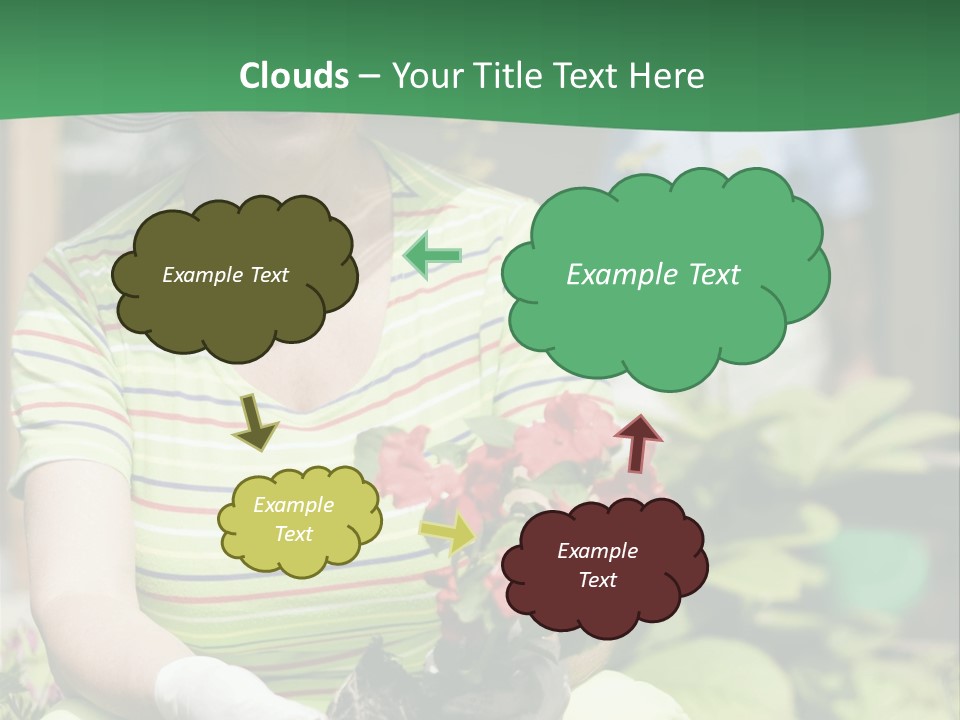 A Woman In A Hat Is Holding A Potted Plant PowerPoint Template