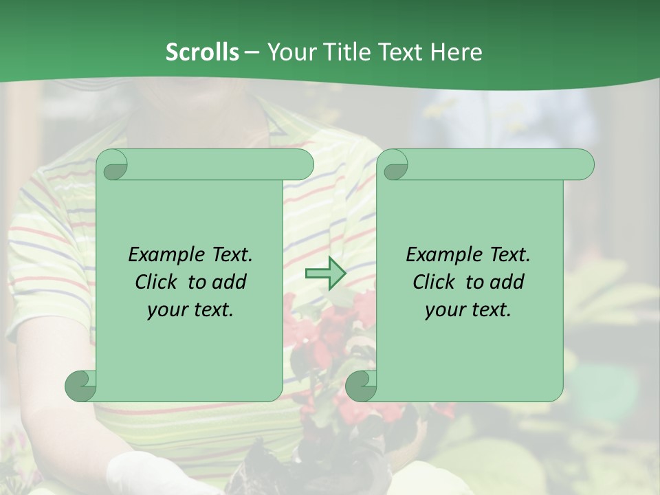 A Woman In A Hat Is Holding A Potted Plant PowerPoint Template