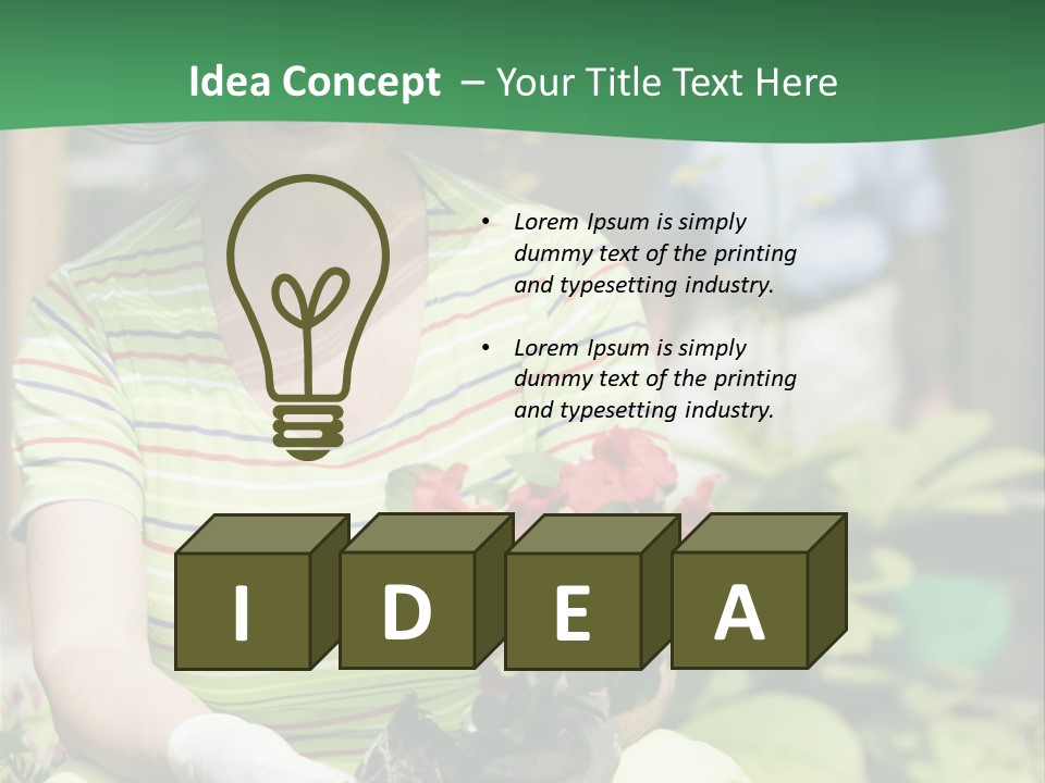 A Woman In A Hat Is Holding A Potted Plant PowerPoint Template