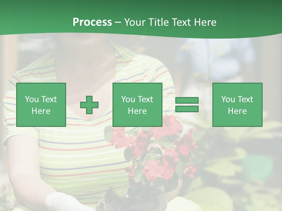 A Woman In A Hat Is Holding A Potted Plant PowerPoint Template