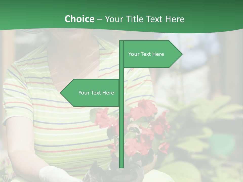 A Woman In A Hat Is Holding A Potted Plant PowerPoint Template
