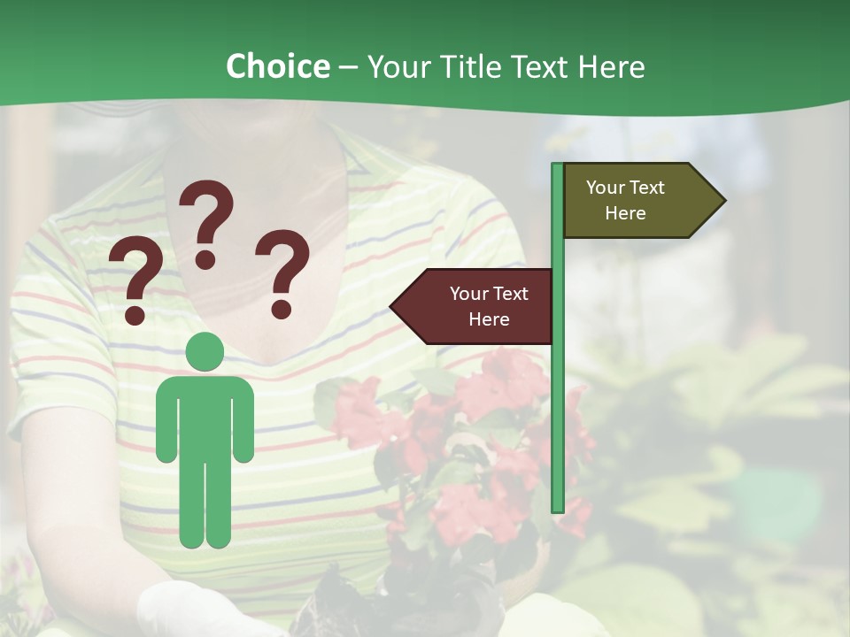 A Woman In A Hat Is Holding A Potted Plant PowerPoint Template