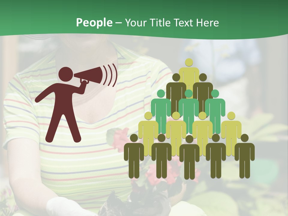 A Woman In A Hat Is Holding A Potted Plant PowerPoint Template