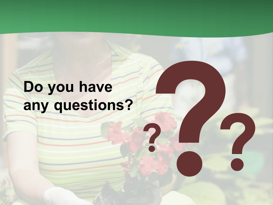 A Woman In A Hat Is Holding A Potted Plant PowerPoint Template