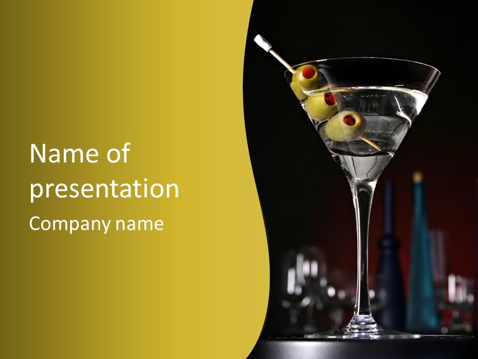 Martini Drop Liquor PowerPoint Template