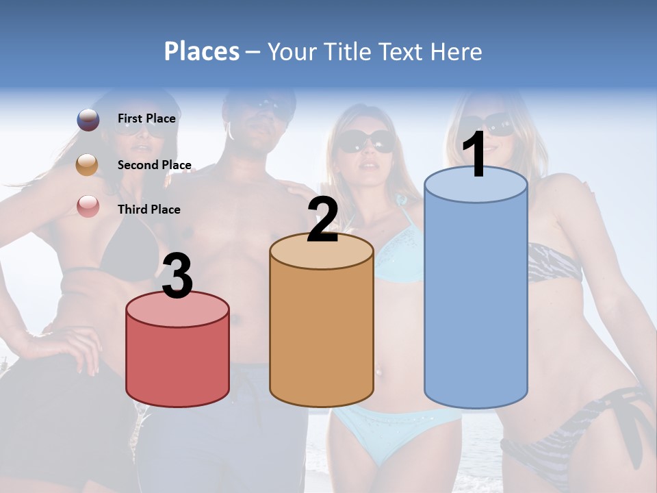A Group Of People Standing Next To Each Other In Bikinis PowerPoint Template