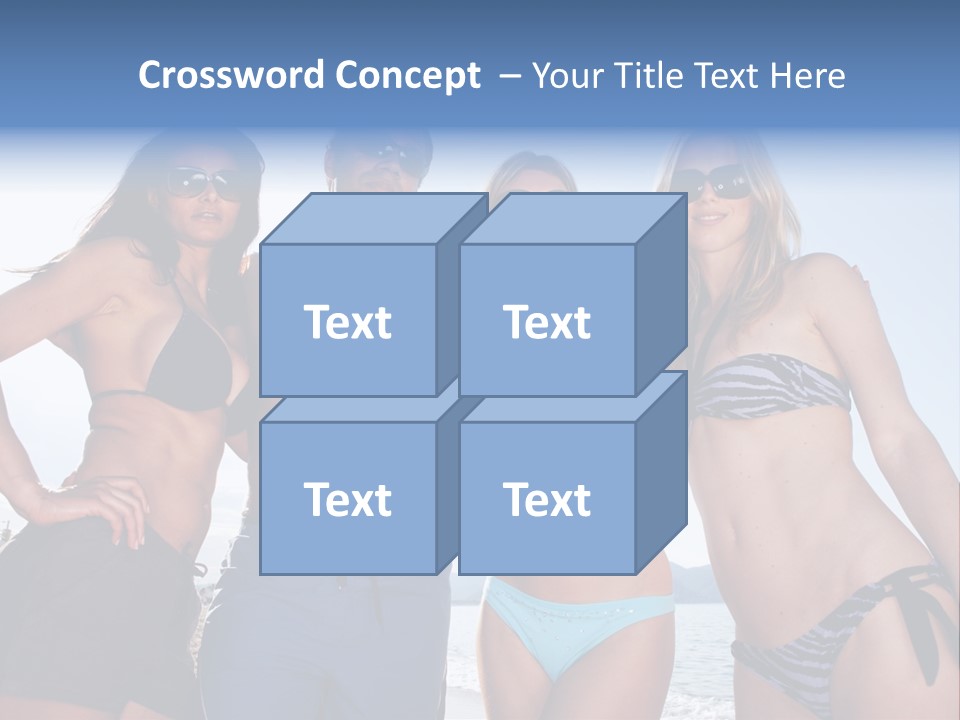 A Group Of People Standing Next To Each Other In Bikinis PowerPoint Template