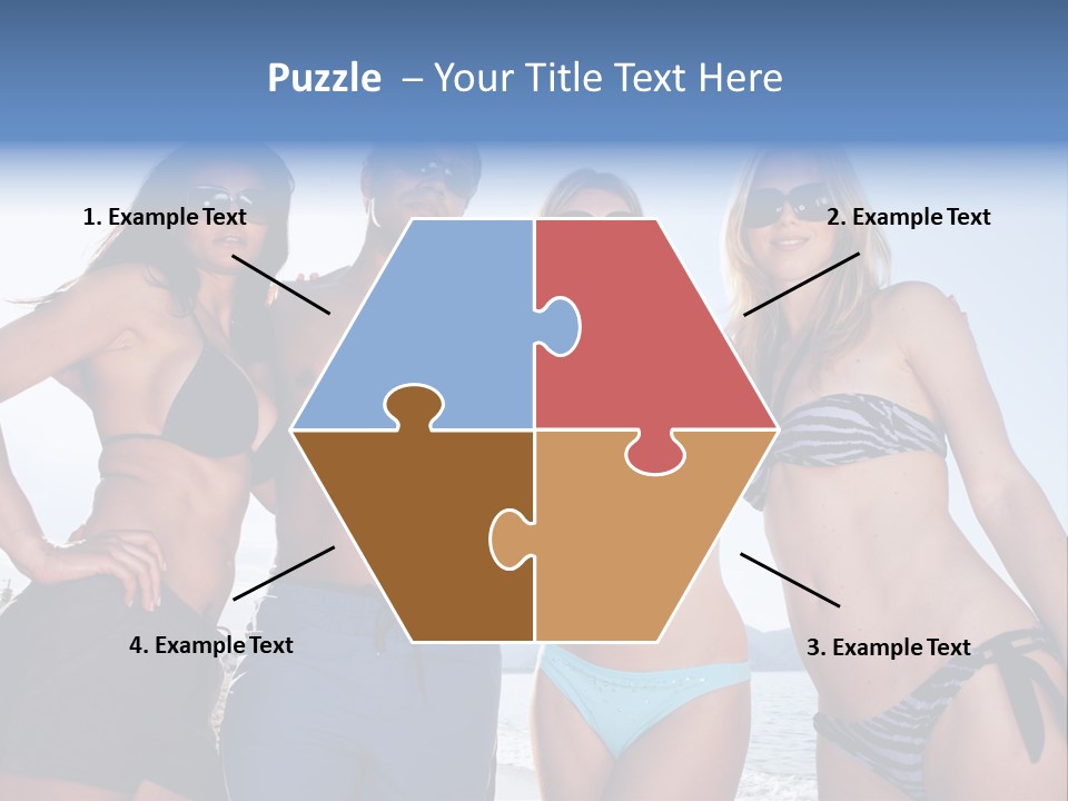A Group Of People Standing Next To Each Other In Bikinis PowerPoint Template