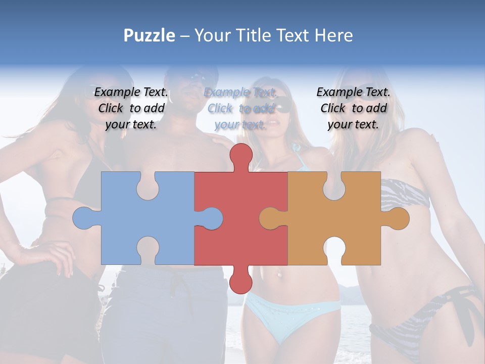A Group Of People Standing Next To Each Other In Bikinis PowerPoint Template