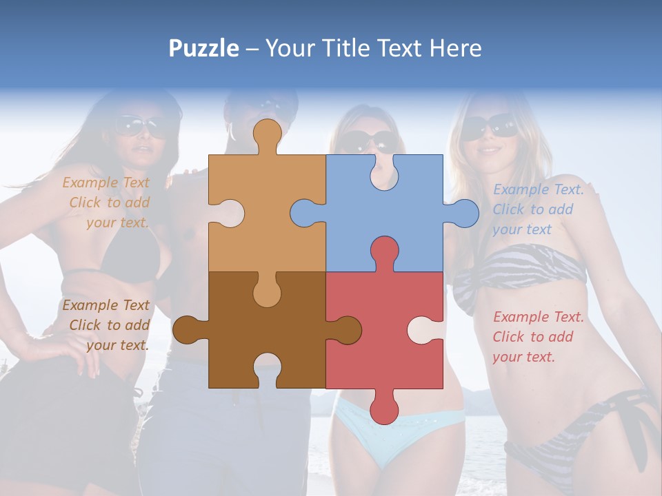 A Group Of People Standing Next To Each Other In Bikinis PowerPoint Template