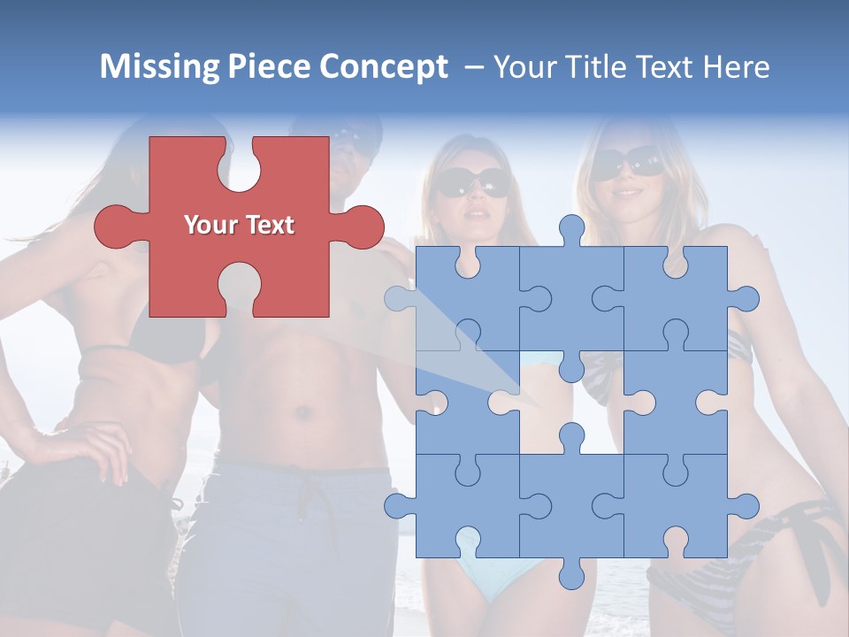 A Group Of People Standing Next To Each Other In Bikinis PowerPoint Template