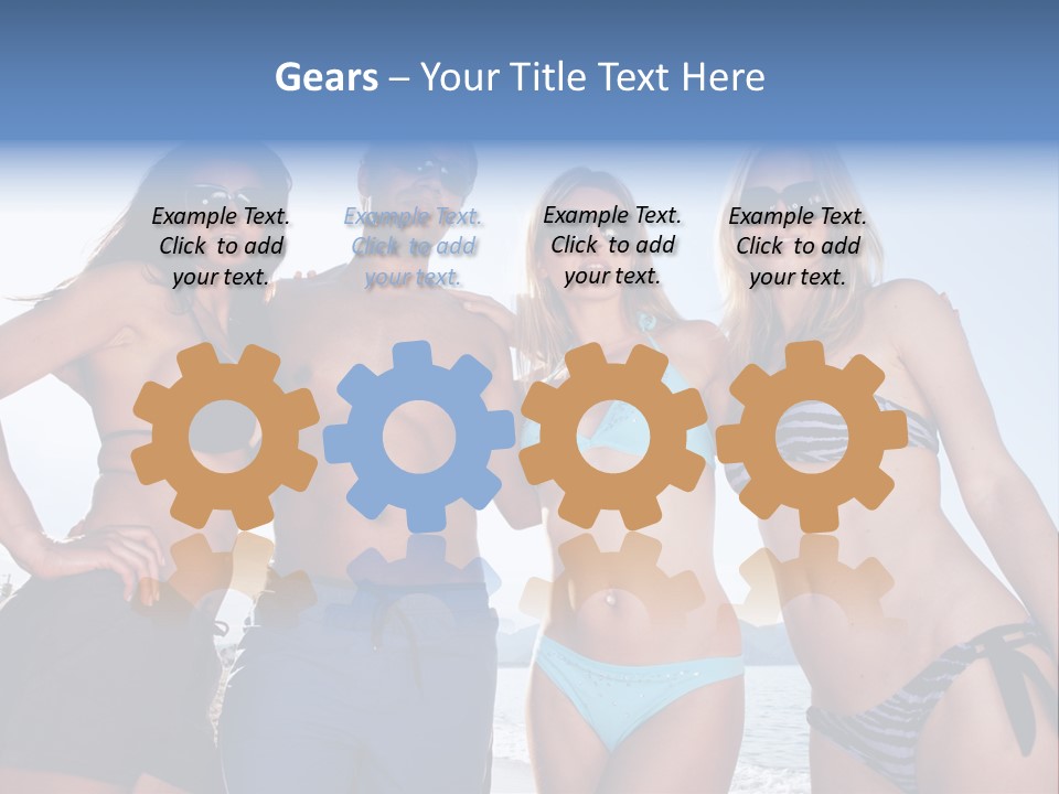 A Group Of People Standing Next To Each Other In Bikinis PowerPoint Template