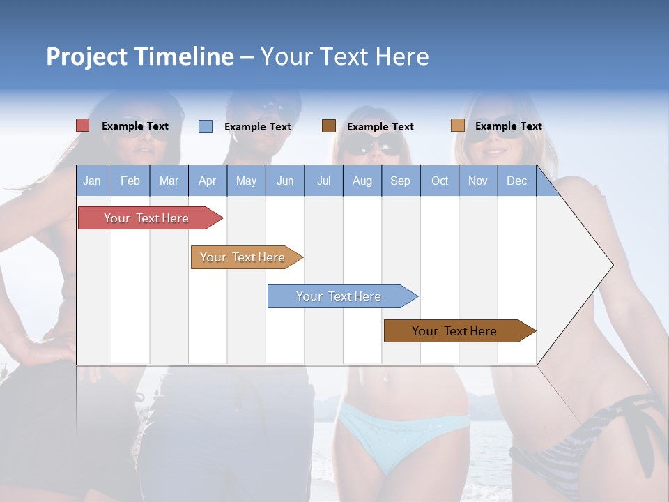 A Group Of People Standing Next To Each Other In Bikinis PowerPoint Template
