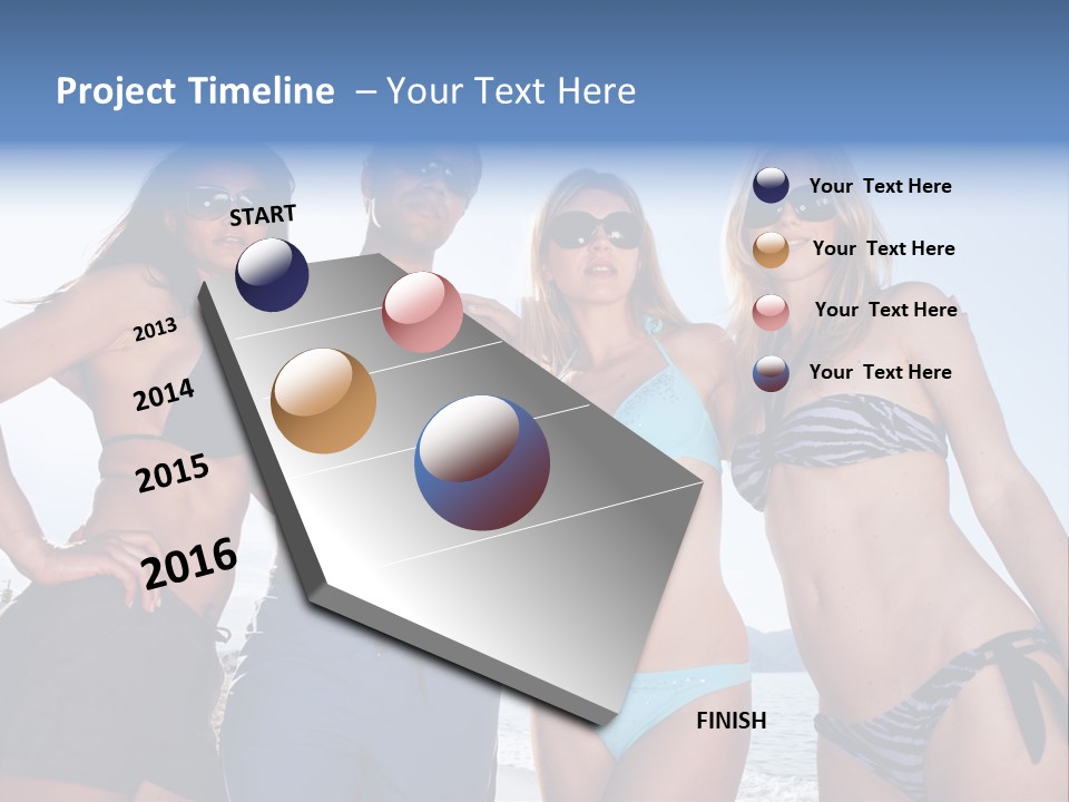 A Group Of People Standing Next To Each Other In Bikinis PowerPoint Template