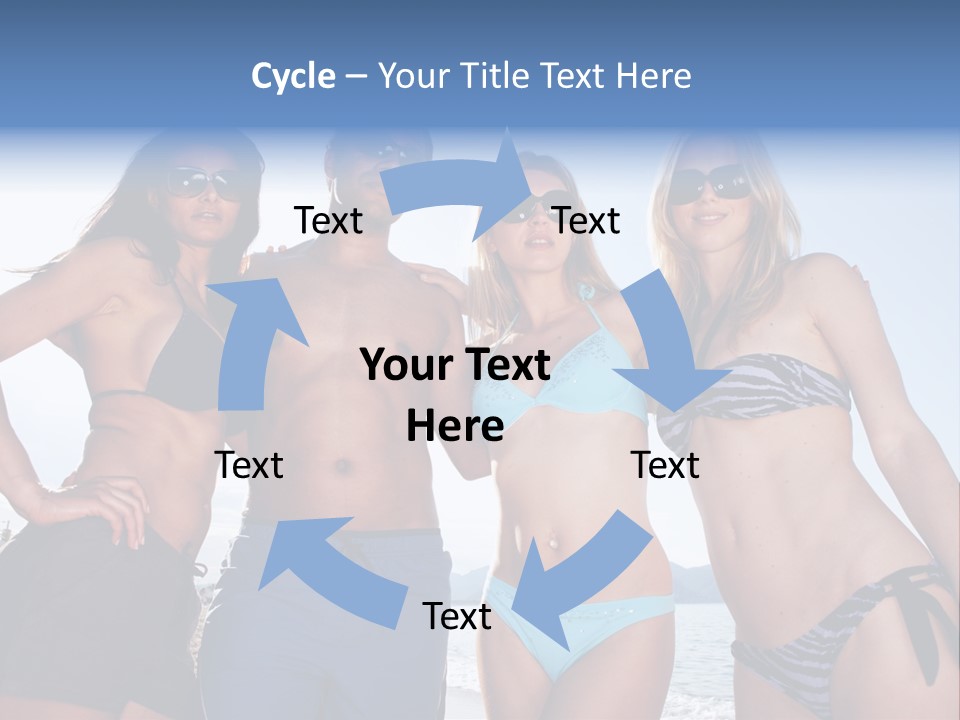 A Group Of People Standing Next To Each Other In Bikinis PowerPoint Template