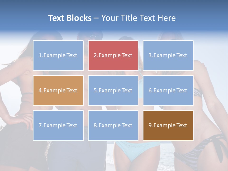 A Group Of People Standing Next To Each Other In Bikinis PowerPoint Template