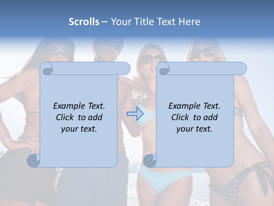 A Group Of People Standing Next To Each Other In Bikinis PowerPoint Template