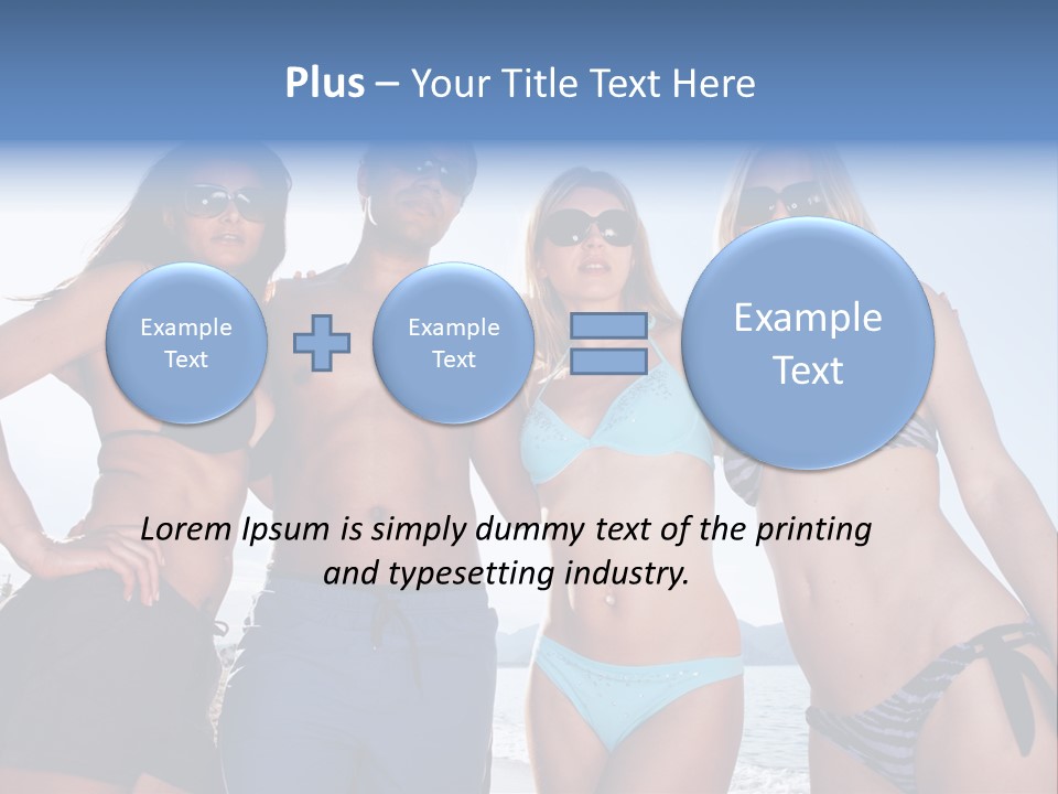 A Group Of People Standing Next To Each Other In Bikinis PowerPoint Template