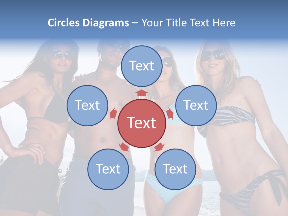 A Group Of People Standing Next To Each Other In Bikinis PowerPoint Template