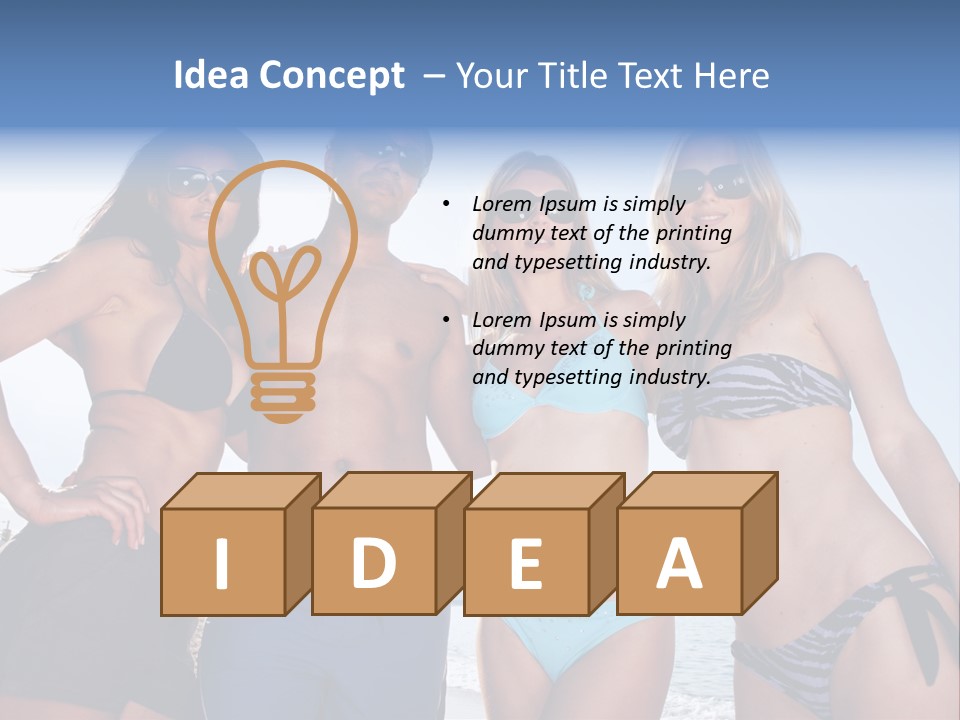 A Group Of People Standing Next To Each Other In Bikinis PowerPoint Template