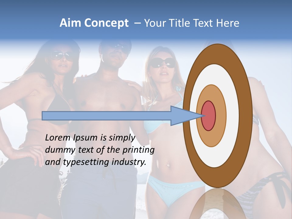 A Group Of People Standing Next To Each Other In Bikinis PowerPoint Template
