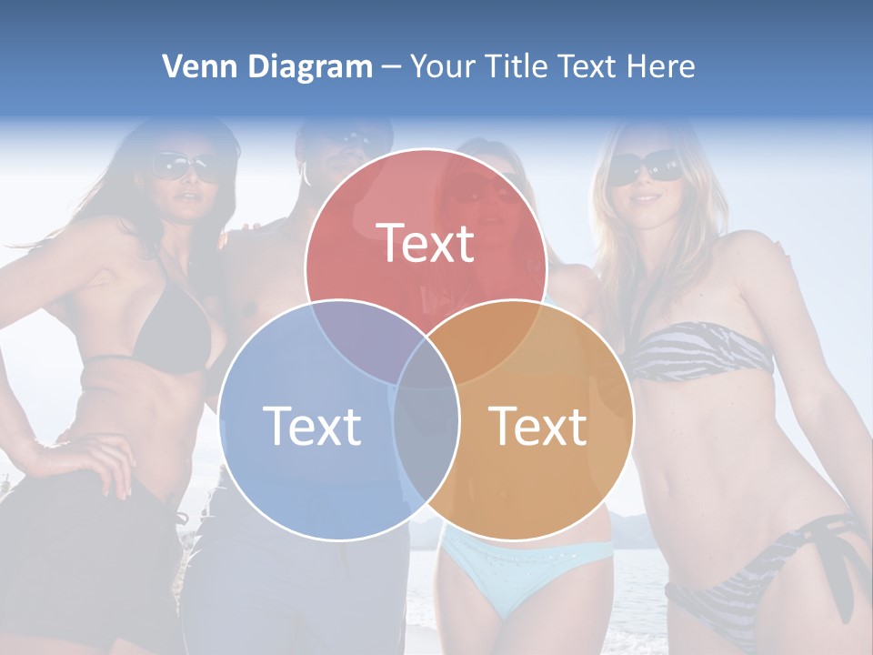 A Group Of People Standing Next To Each Other In Bikinis PowerPoint Template