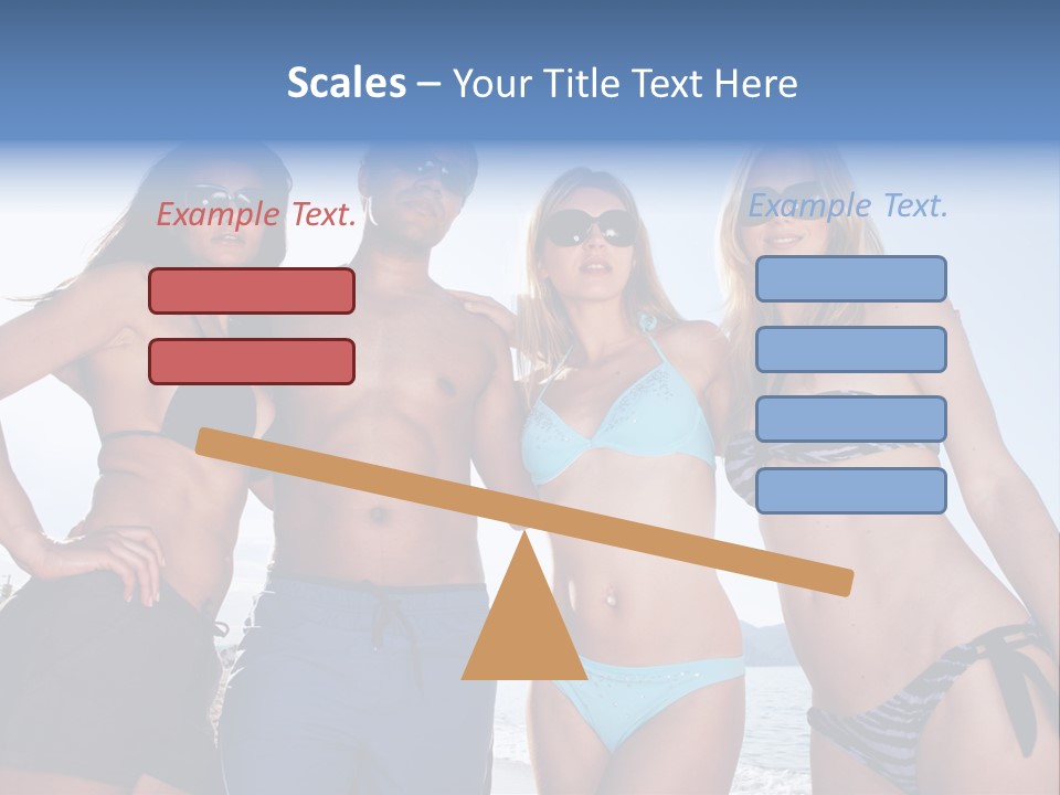 A Group Of People Standing Next To Each Other In Bikinis PowerPoint Template