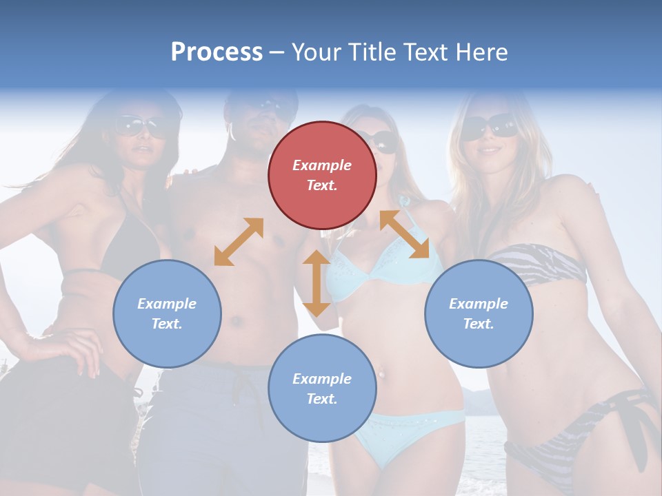 A Group Of People Standing Next To Each Other In Bikinis PowerPoint Template