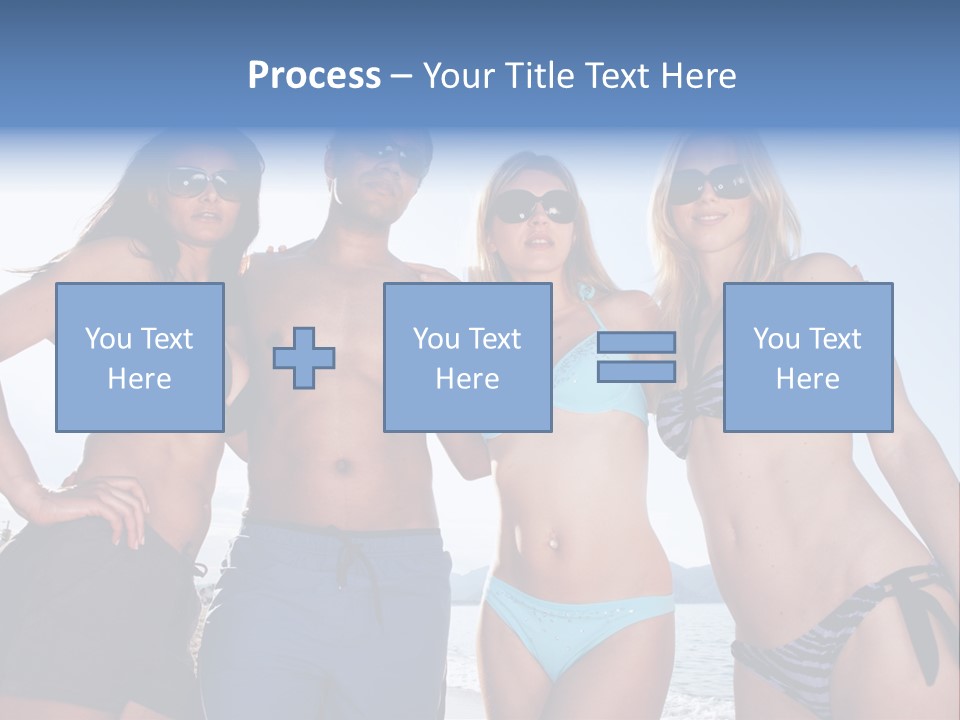 A Group Of People Standing Next To Each Other In Bikinis PowerPoint Template