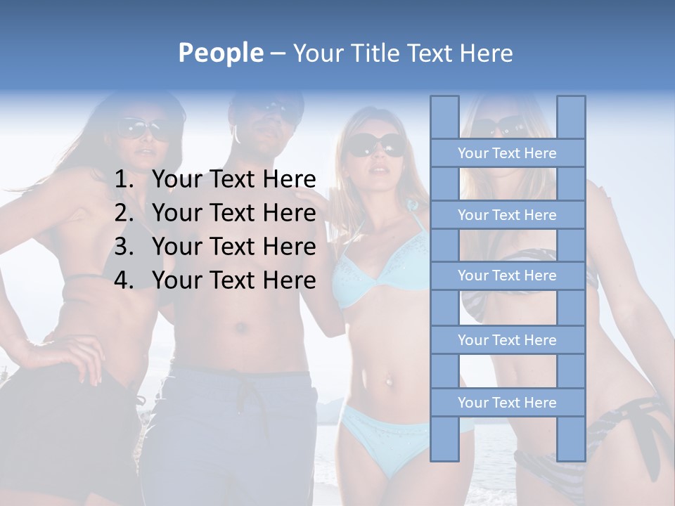 A Group Of People Standing Next To Each Other In Bikinis PowerPoint Template