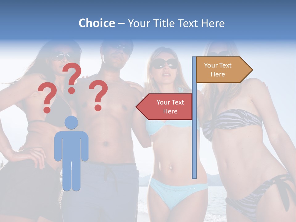 A Group Of People Standing Next To Each Other In Bikinis PowerPoint Template
