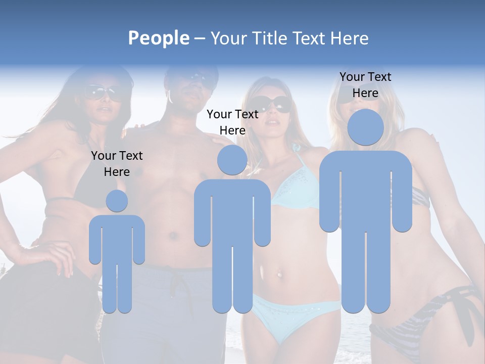 A Group Of People Standing Next To Each Other In Bikinis PowerPoint Template