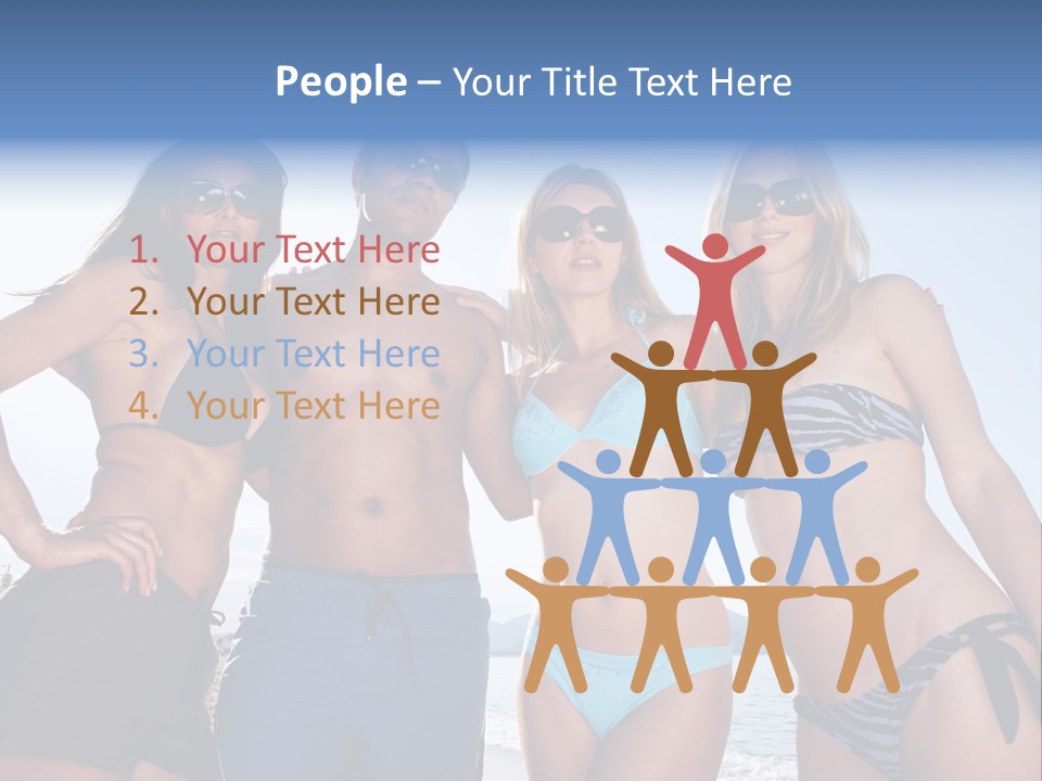 A Group Of People Standing Next To Each Other In Bikinis PowerPoint Template