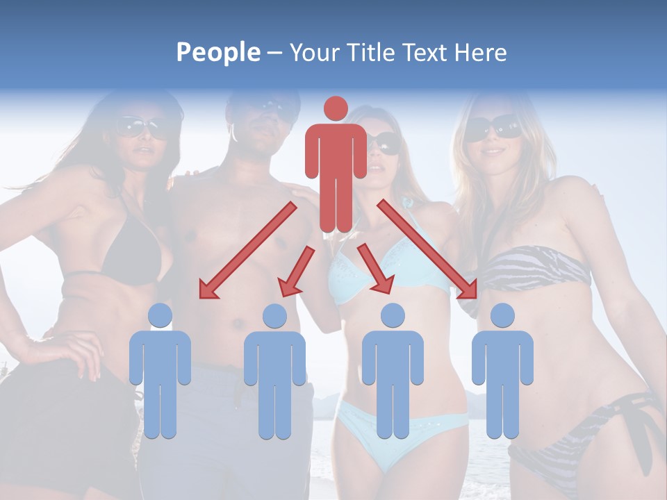 A Group Of People Standing Next To Each Other In Bikinis PowerPoint Template