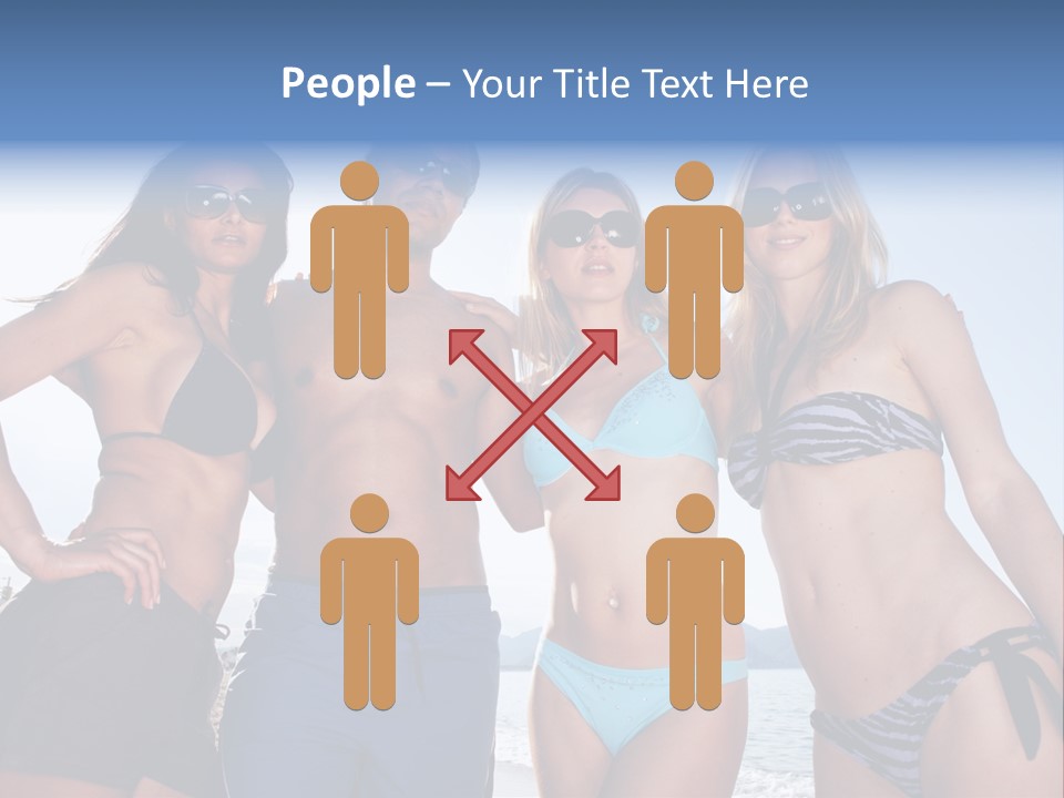 A Group Of People Standing Next To Each Other In Bikinis PowerPoint Template
